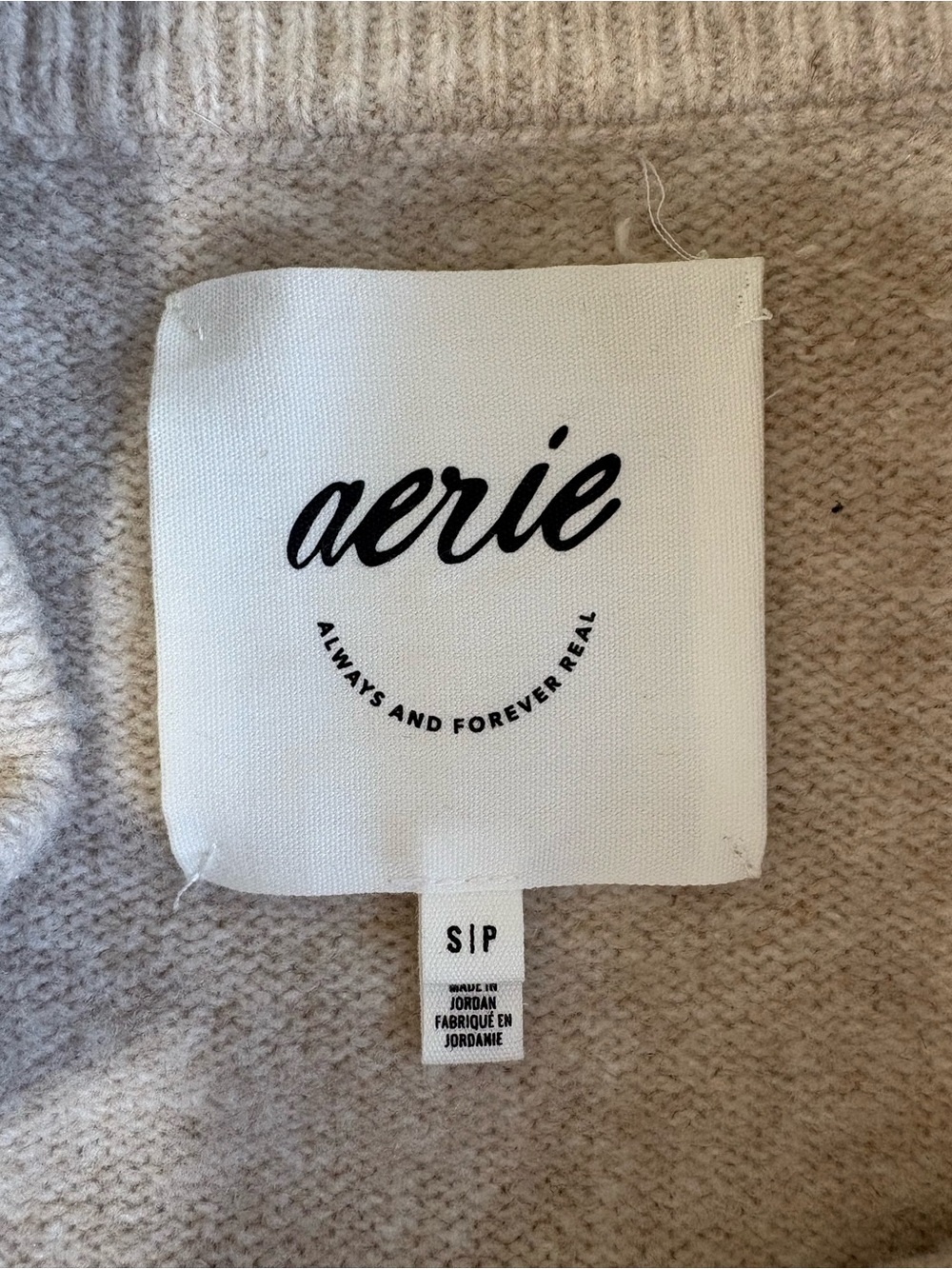 NWOT Aerie unREAL Oversized Slouchy Cardigan Knit Tunic Sweater Tan Small - Picture 7 of 9